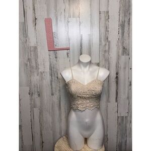 Trac Trac Beige Lace Crop Top Bralette Bustier Size L